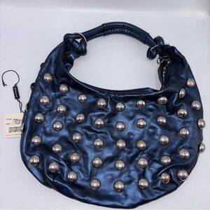 Studio Milano Navy Crescent Studded Bag J. Furmani Animal Print Lining